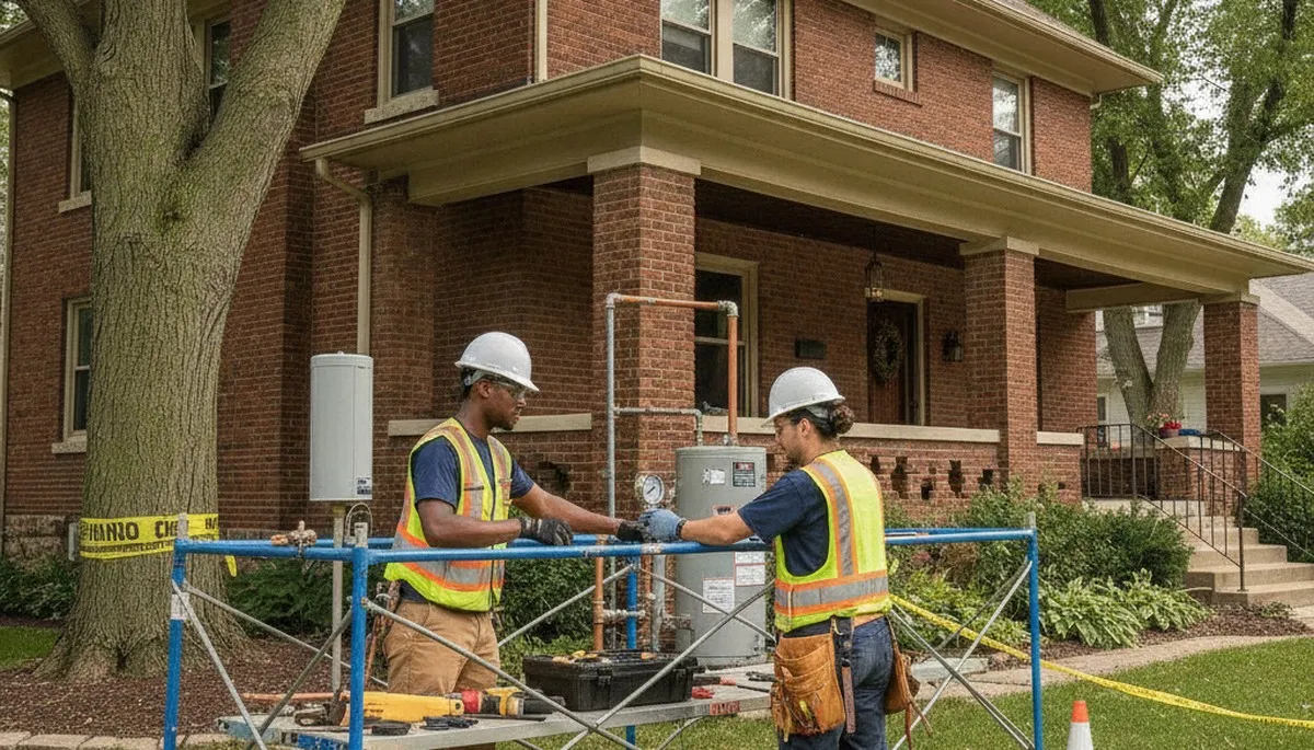 Plumber servicing a repair job in Naperville, IL for plumbingnapervilleil-new.com
