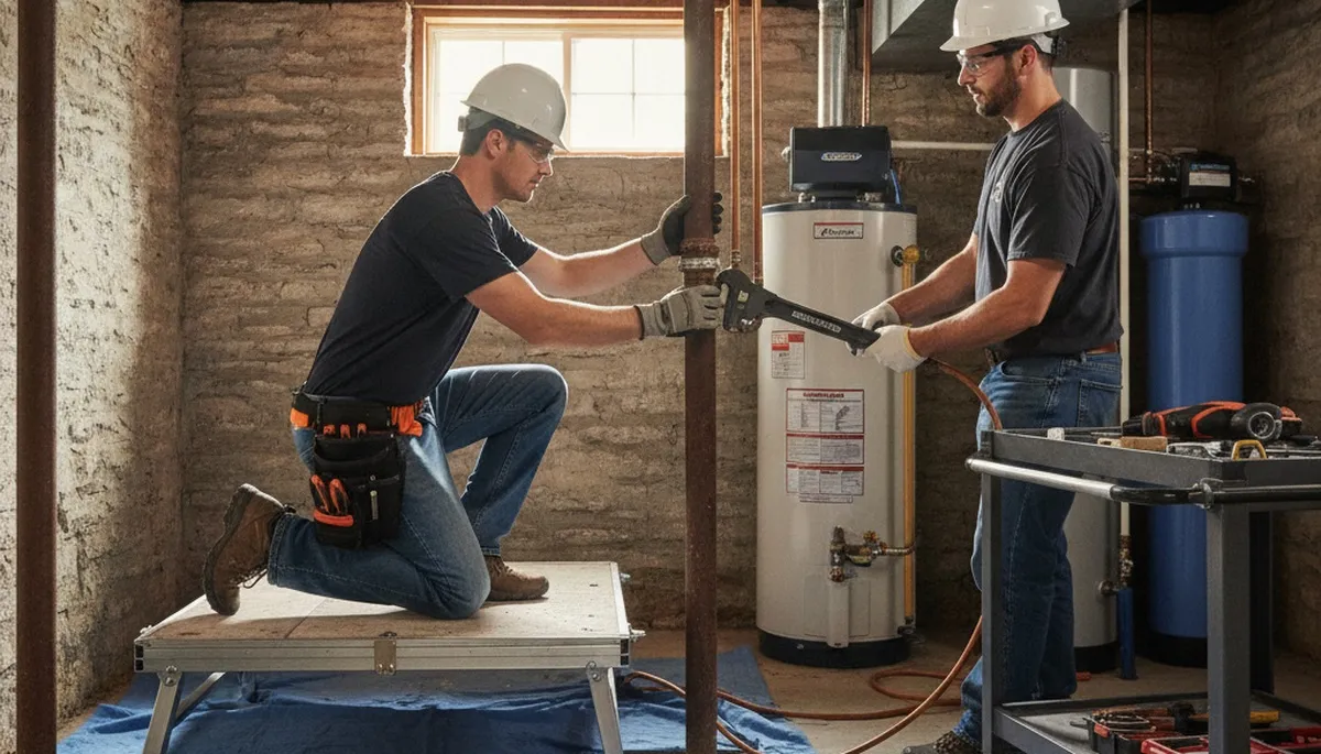 Plumber repairing pipes in Naperville, IL for residential plumbing service