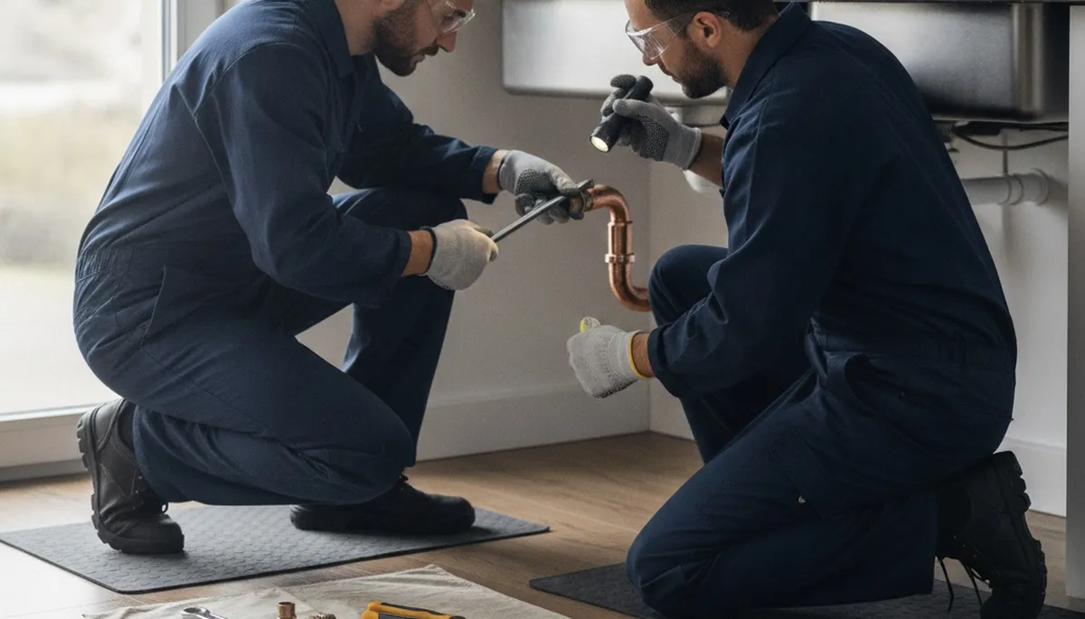 Naperville, IL plumber repairing a home pipe leak for fast plumbing service