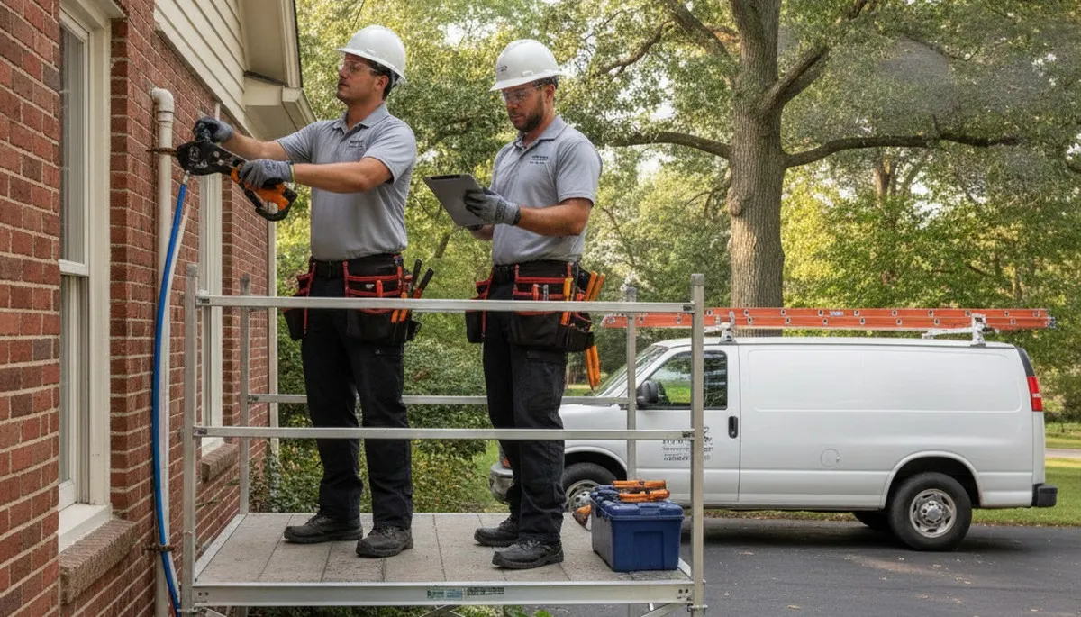 Naperville, IL plumbing repair technician servicing a residential sink leak