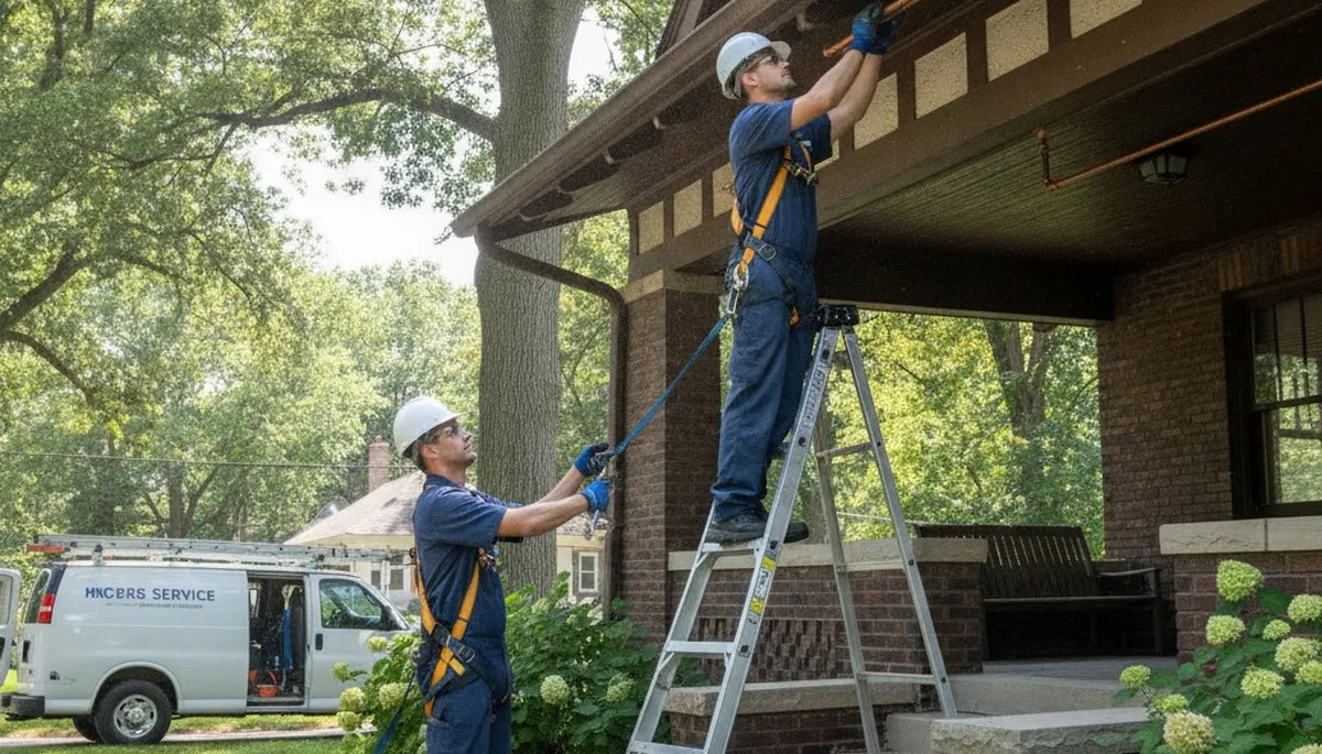 Plumber repairing plumbing in Naperville, IL for residential service call
