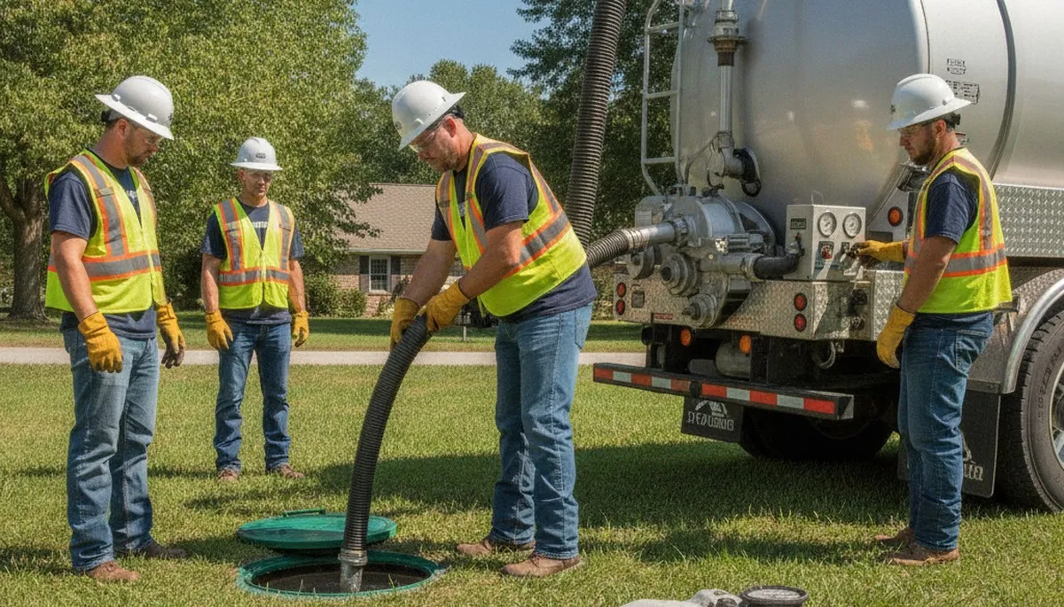 Septic pumping service truck for Naperville, IL homes by On Call Plumbers