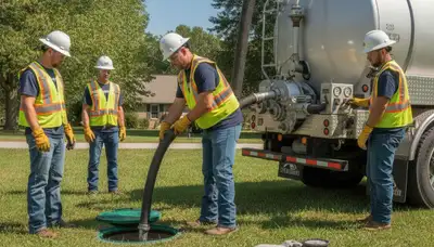 Septic pumping service truck for Naperville, IL homes by On Call Plumbers