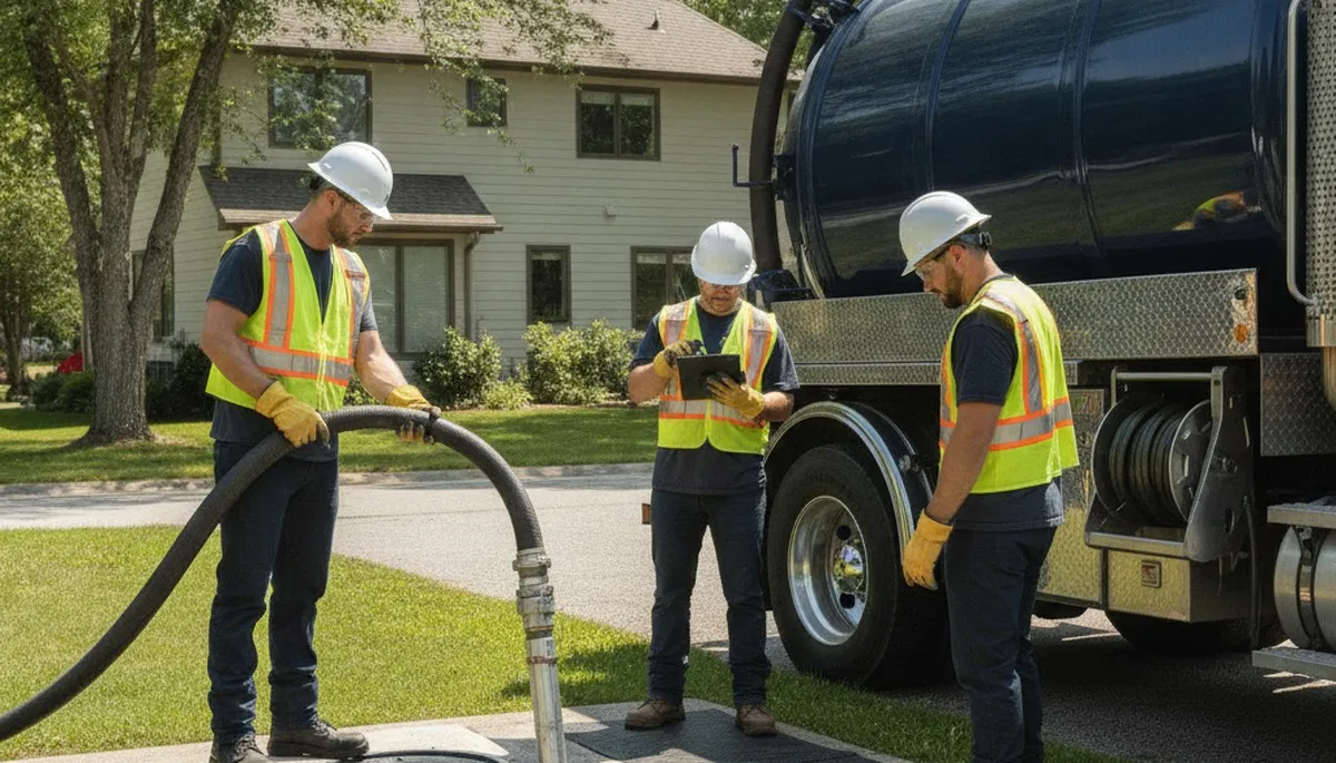 Septic pumping service truck for Naperville, IL homes by On Call Plumbers