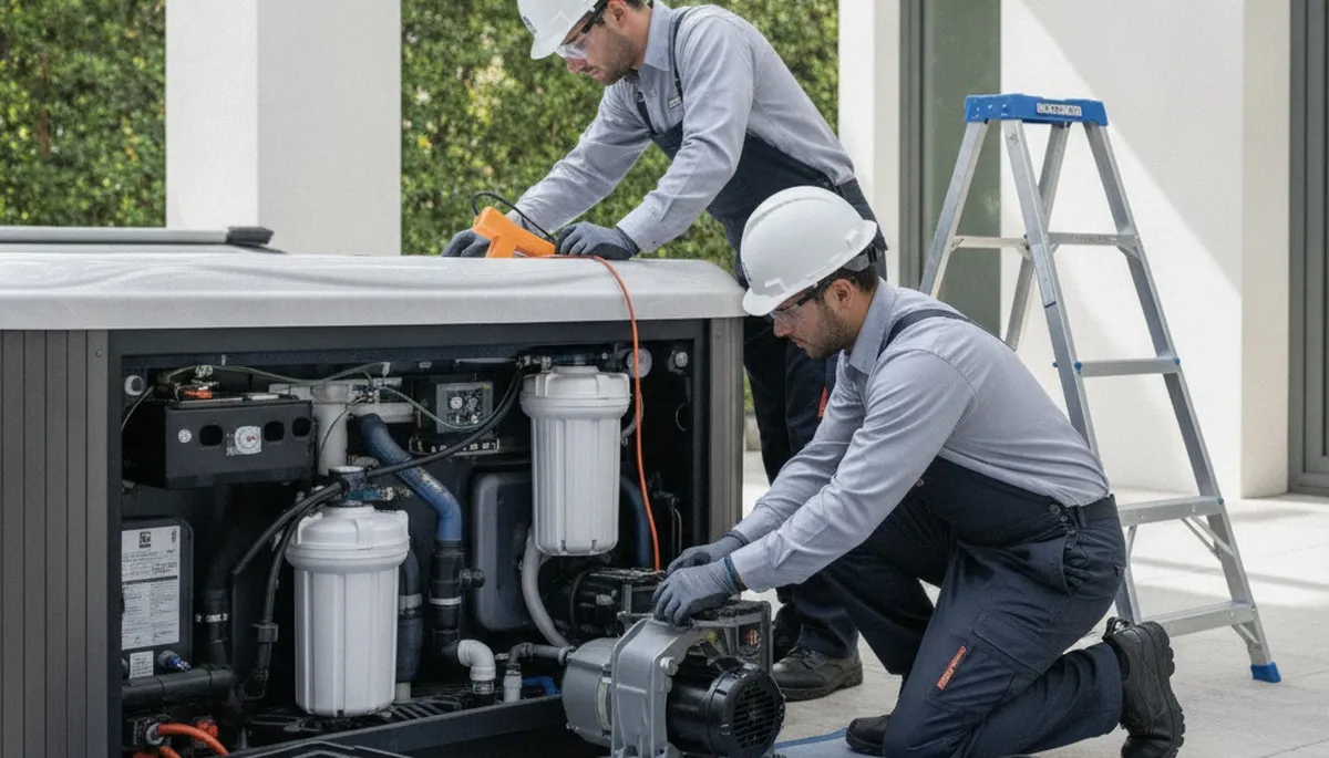 Naperville, IL plumber repairing a home spa for seasonal maintenance