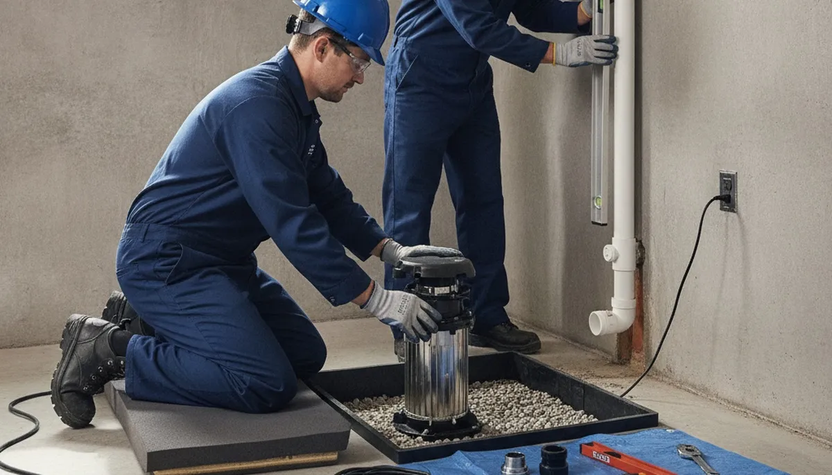 Naperville, IL plumber installing sump pump for basement flood protection